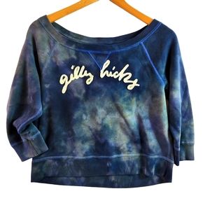 Gilly Hicks Watercolor Hand Dyed OOAK 3/4 Sleeve Cropped Sweatshirt  Size Small